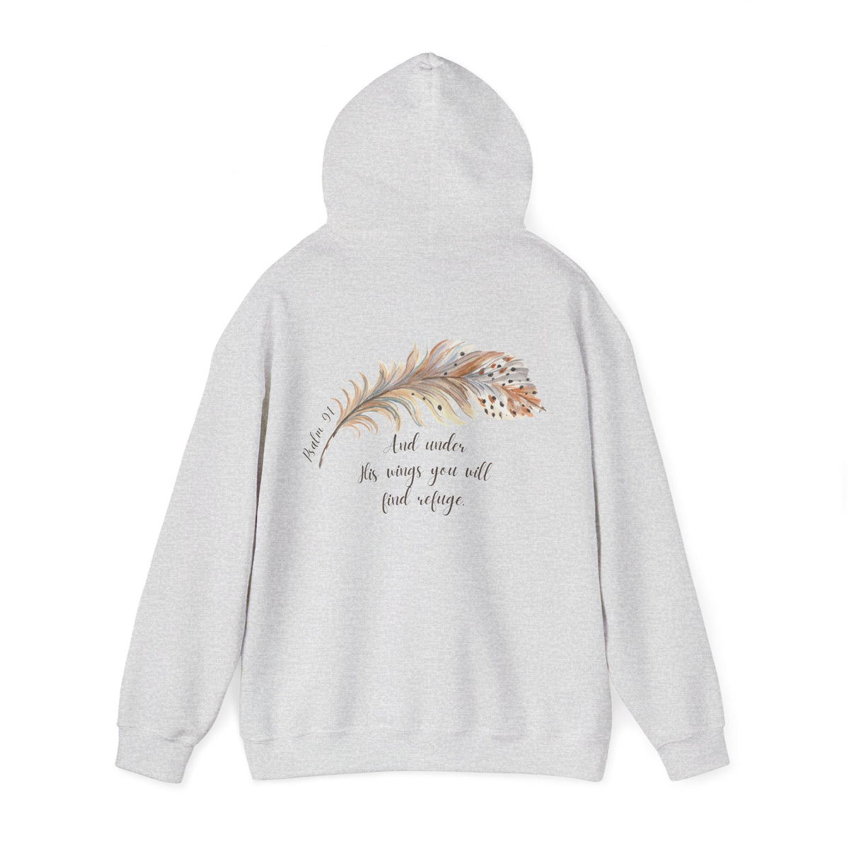 Psalm 91:4 Under His Wings You Will Find Refuge Heavyweight Sweatshirt, Feather Design For Women, Beautiful Christian Apparel