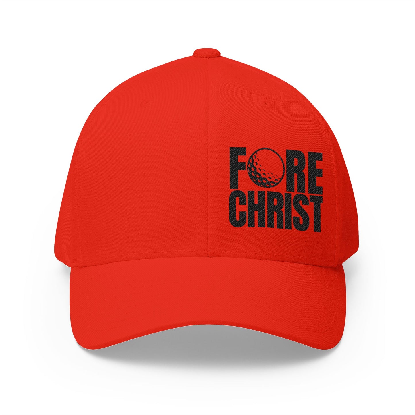 Fore Christ Embroidered Golf Cap - Faith-Inspired Closed-Back Hat.