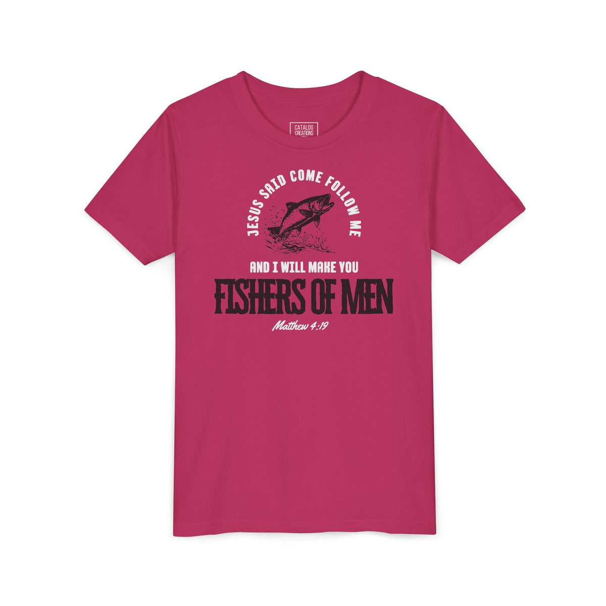 Fishers Of Men Youth Short Sleeve Scripture Tee - Inspirational Jesus Design