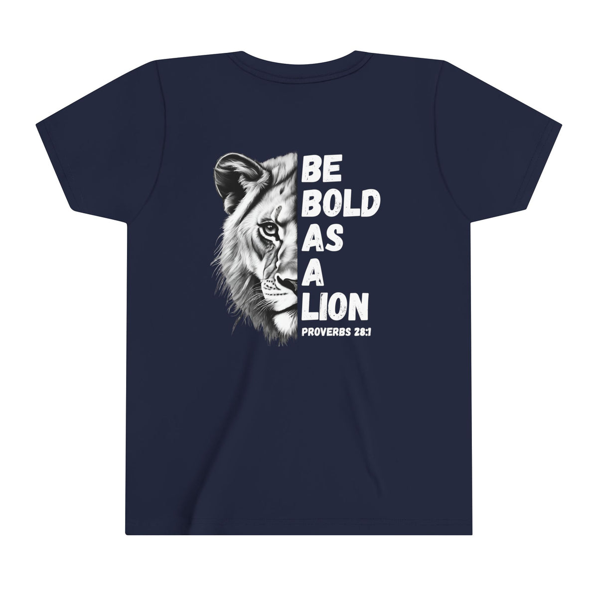 Kids Be Bold As A Lion Youth Short Sleeve Tee. Black & White Design