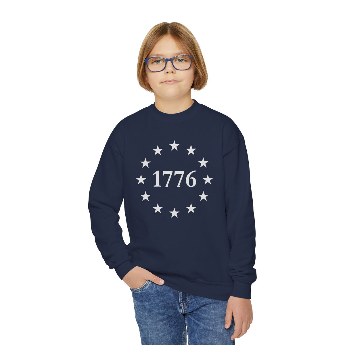 Kids One Nation Under God 1776 Crewneck Sweatshirt