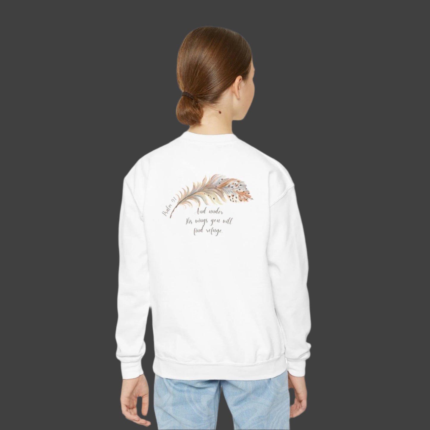 Girls Psalm 91 God's Protection Youth Crewneck Sweatshirt