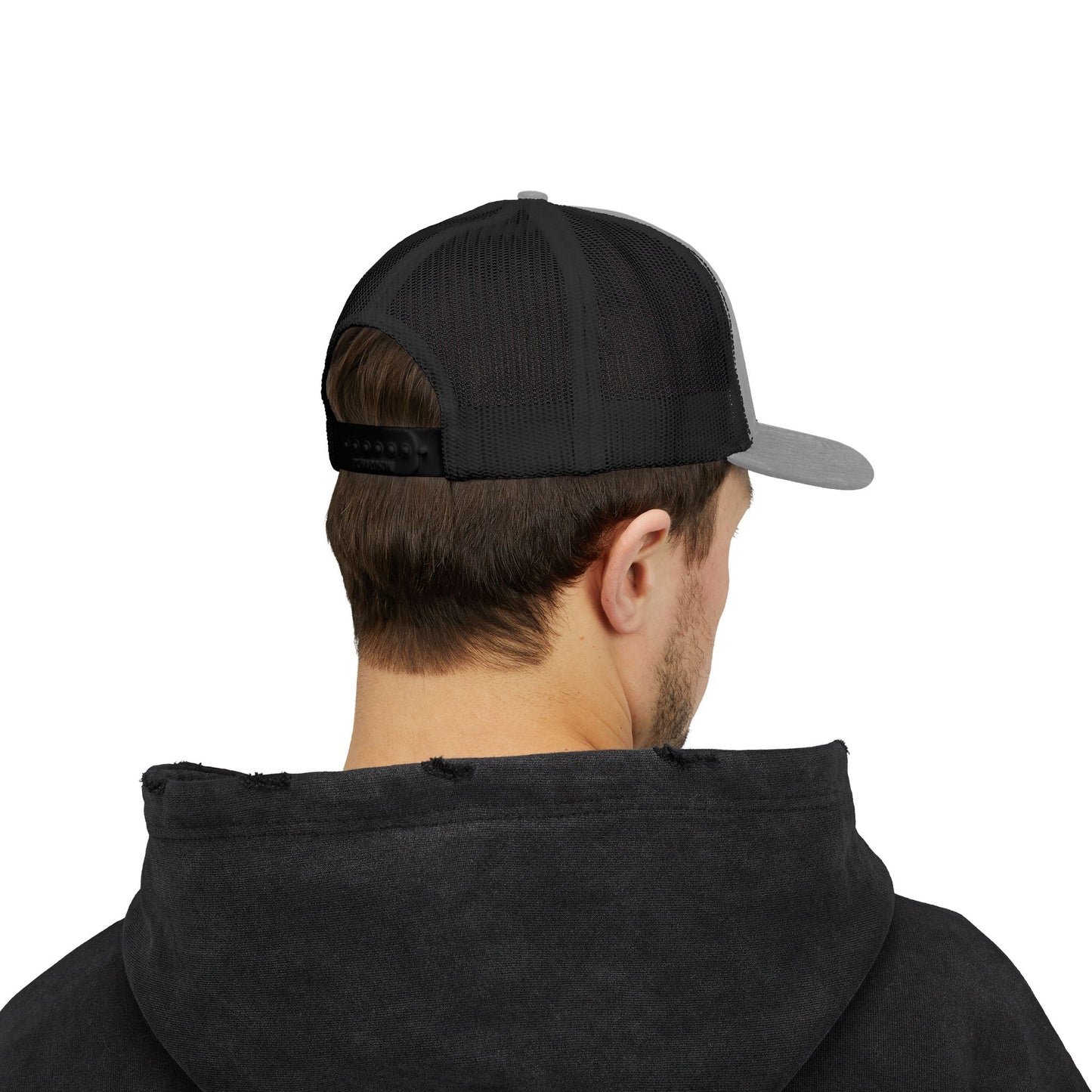 Faith-Inspired Snapback Trucker Cap with Embroidered Cross Design