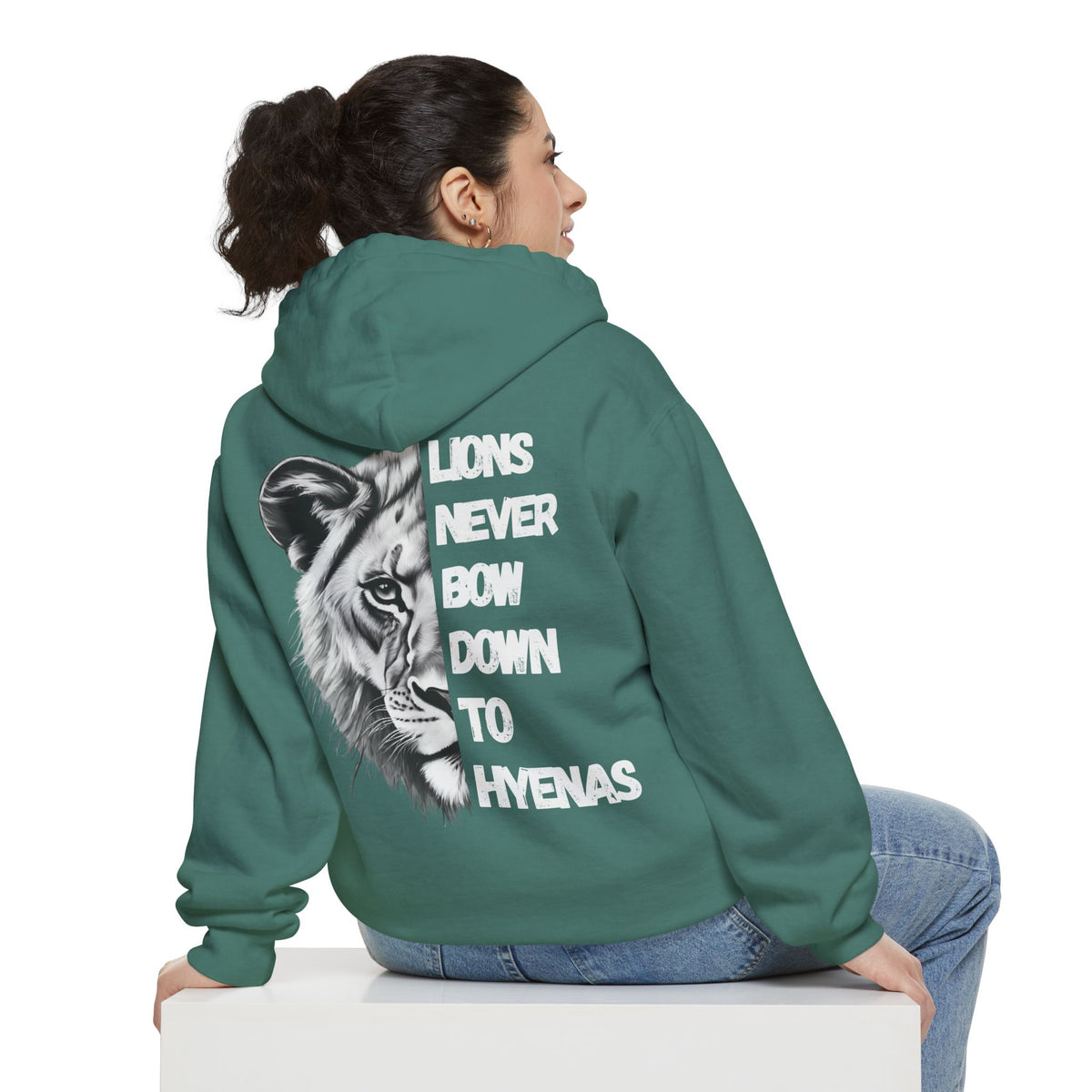 Lions Never Bow Down To Hyenas Adult Premium Hoodie