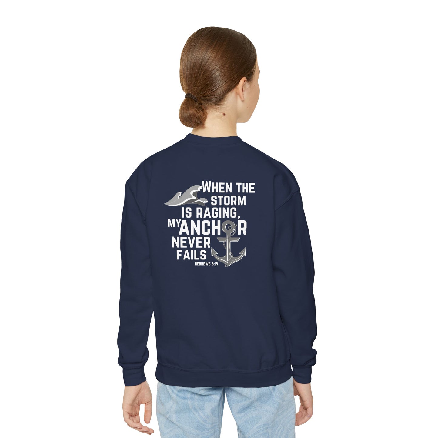 Kids Jesus Is My Anchor Youth Crewneck Sweatshirt