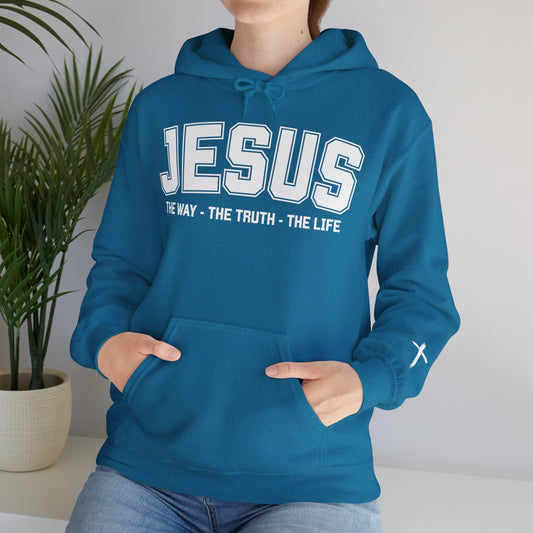 Jesus The Way The Truth The Life Inspirational Hoodie for Faithful Individuals, Religious Gift, Christian Apparel, Spiritual Wear