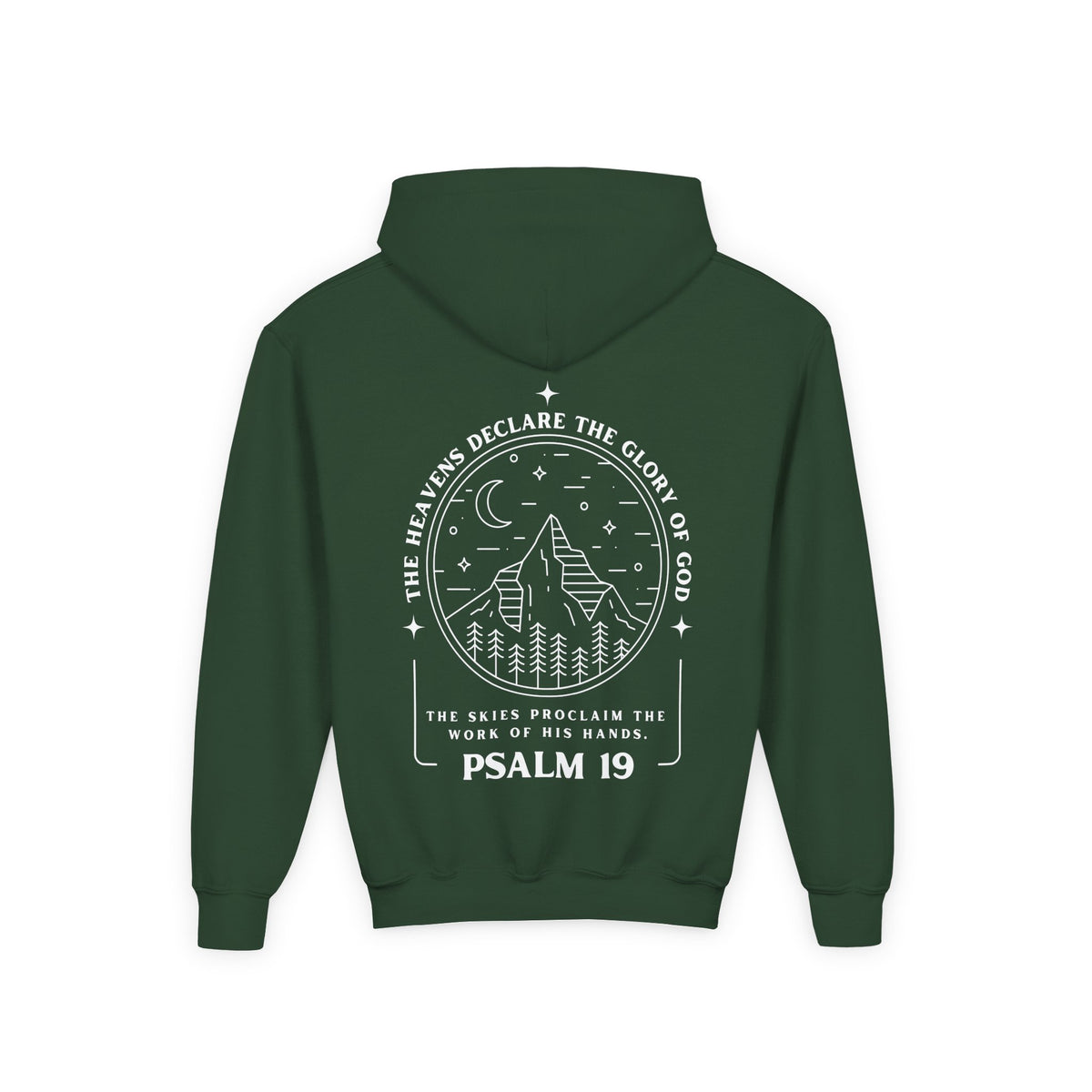 Youth Psalm 19 Hooded Sweatshirt, Cozy Kids Christian Apparel, 'The Heavens Declare The Glory Of God' Teen Bible Verse Hoodie