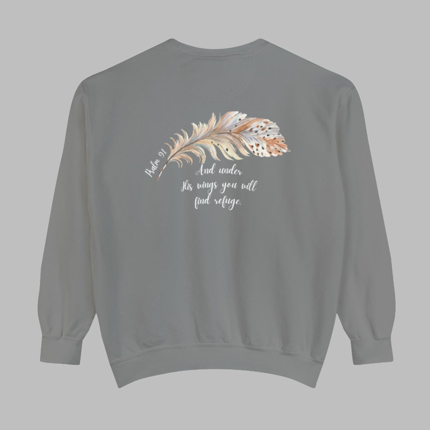 Psalm 91 is one of my favorite's and is one of the many times through God's word where He promises to protect those who find refuge in Him. This design is verse 4, "He will cover us with his feathers, and under His wings we'll find refuge." Cataldo Creations