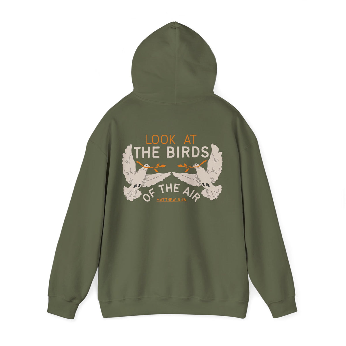 Look At The Birds of the Air Hoodie — Cross Hooded Sweatshirt, Christian Graphic Pullover