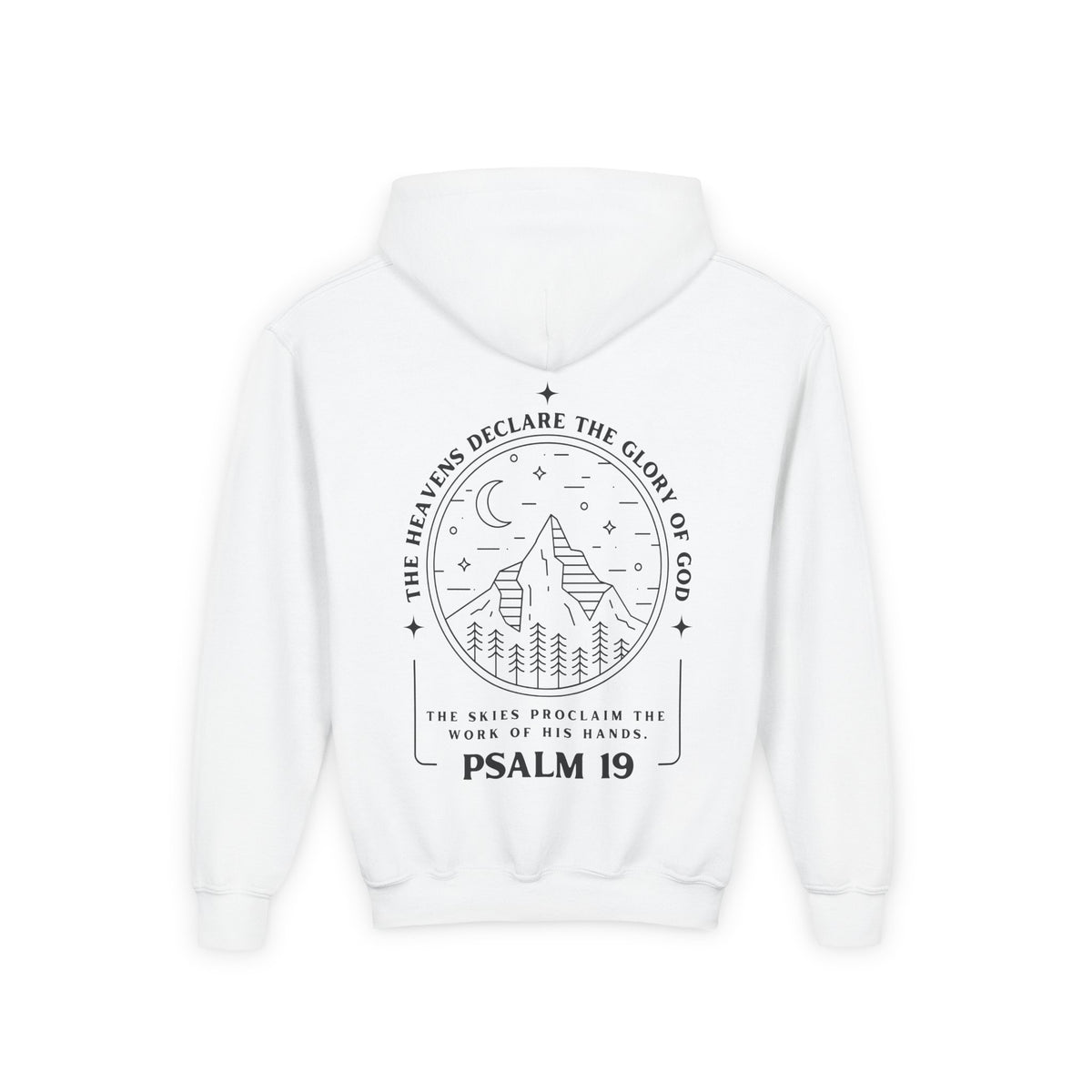 Youth Psalm 19 Hooded Sweatshirt, Cozy Kids Christian Apparel, 'The Heavens Declare The Glory Of God' Teen Bible Verse Hoodie