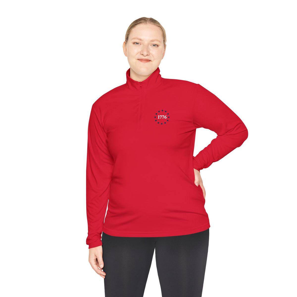 1776 One Nation Under God Patriotic Quarter-Zip. Fast Drying And Lightweight Athletic Pullover