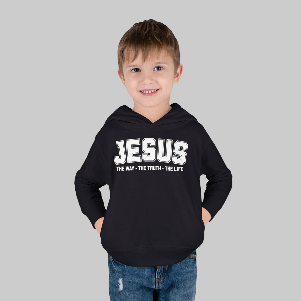 Toddler Jesus The Way, The Truth, The Life Pullover Fleece Hoodie, Christian Jesus Hoodie For Toddlers