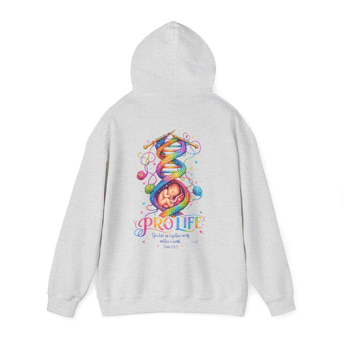 Pro-Life Christian Hoodie, Psalm 139 "You Knit Me Together" Heavy Blend Hooded Sweatshirt