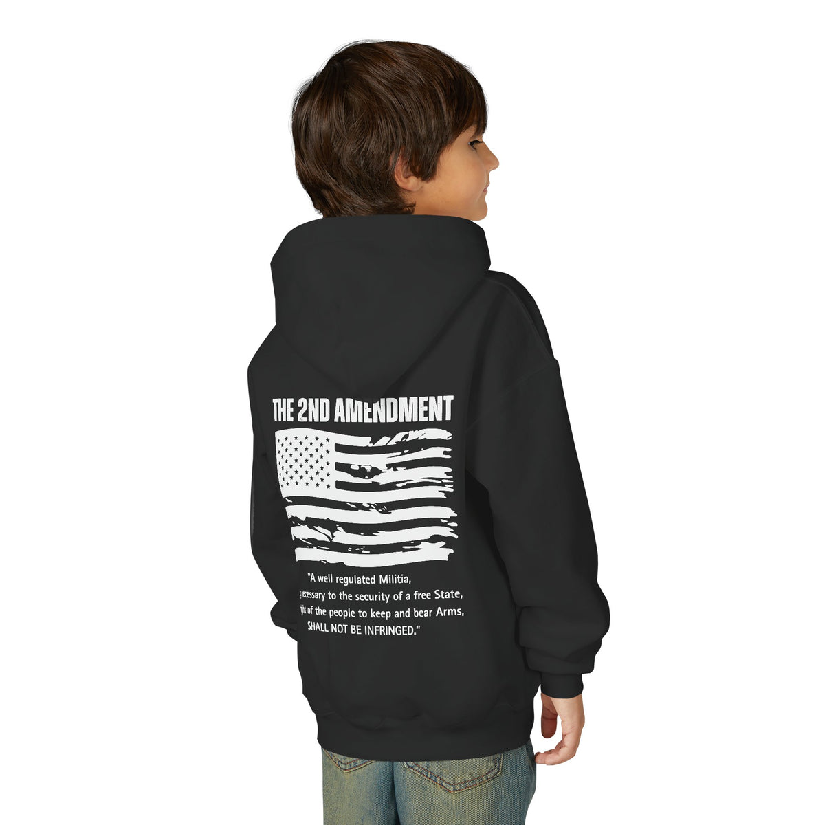 Youth 2nd Amendment Flag Design Hoodie, Kids 2A Sweatshirt, Gift for Teens, Patriotic Apparel, Flag Hoodie