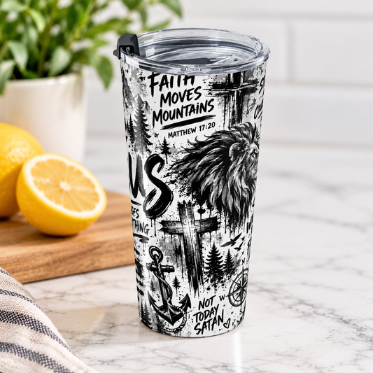 Jesus Changes Everything 20oz Christian Tumbler | Black & White Faith-Inspired Travel Cup