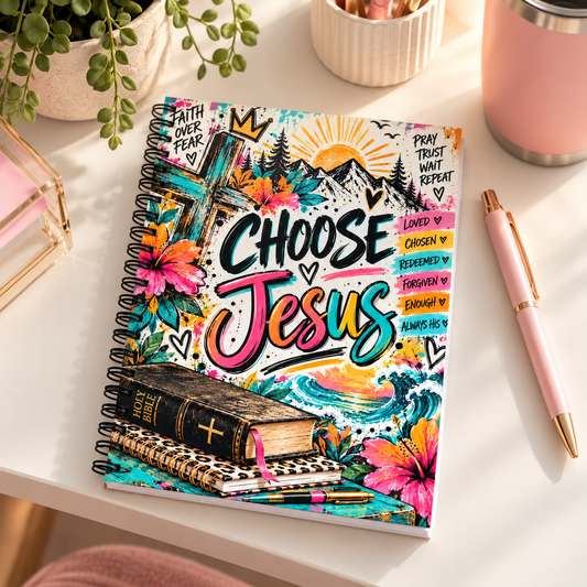Choose Jesus Christian Spiral Notebook | Colorful Faith Journal for Women & Teen Girls