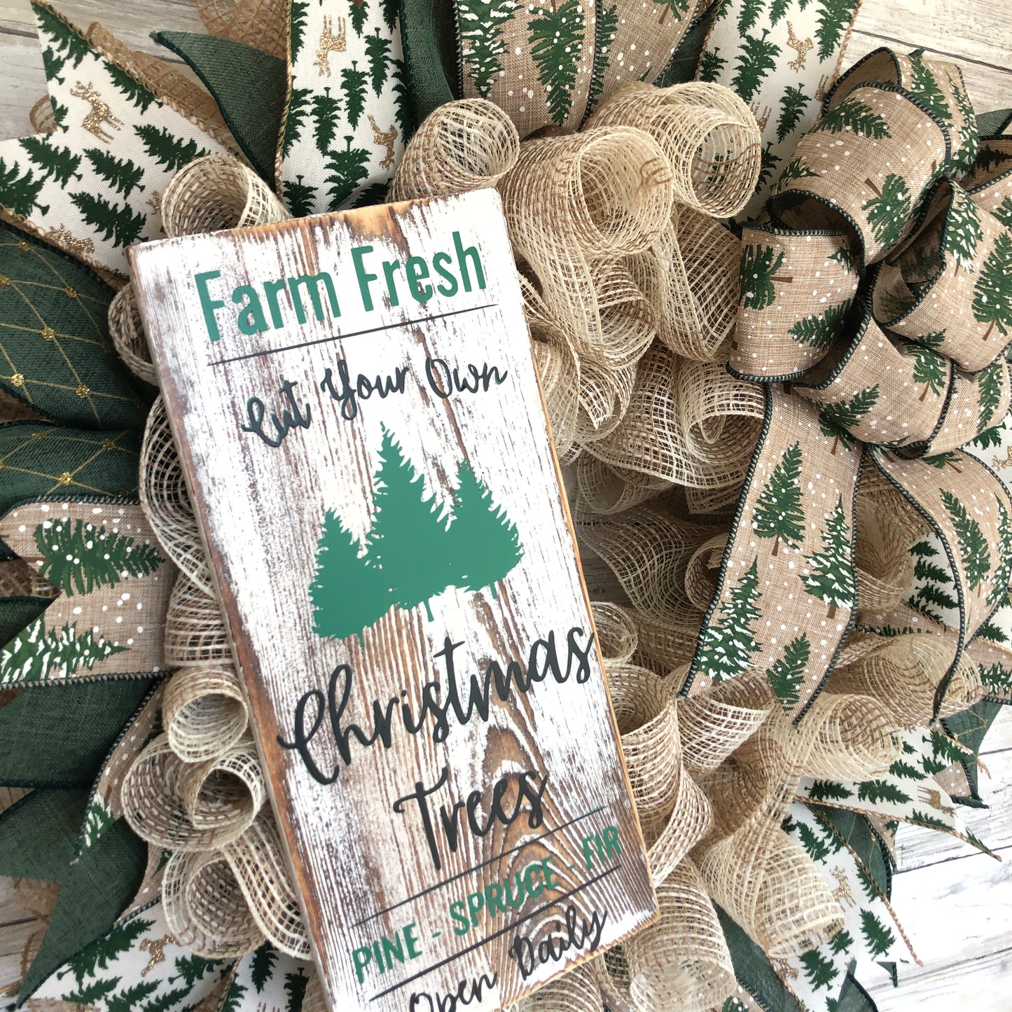 Christmas Door Wreath. Farm Fresh Christmas Tree Wreath
