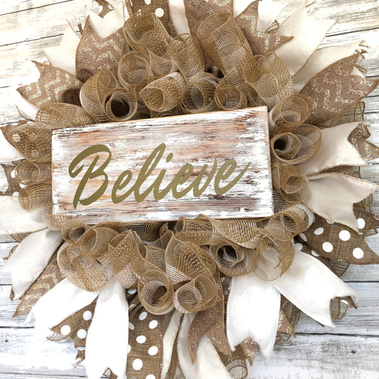 Believe Christmas Door Wreath