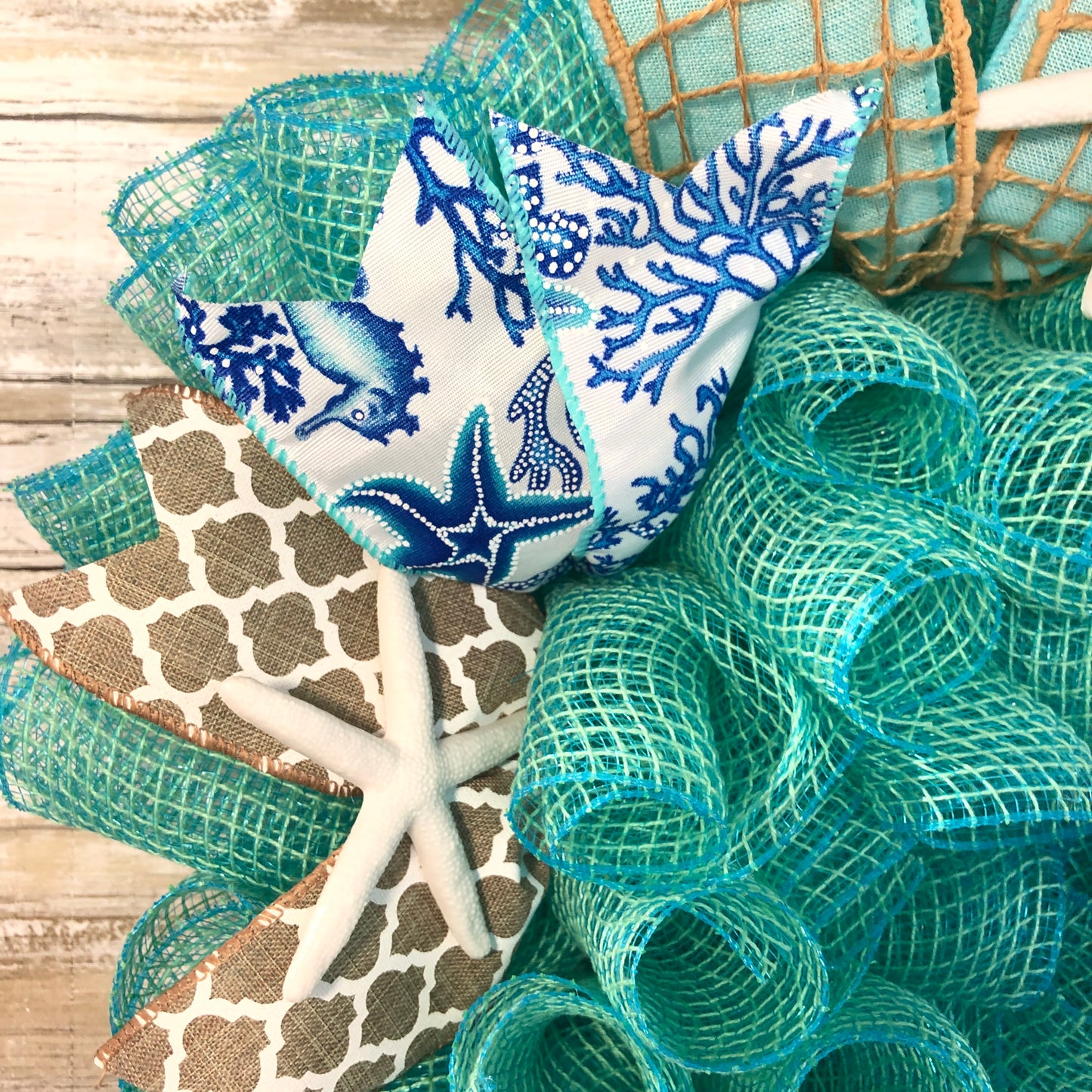 Seahorse Nautical Door Wreath. Handmade beach wreath