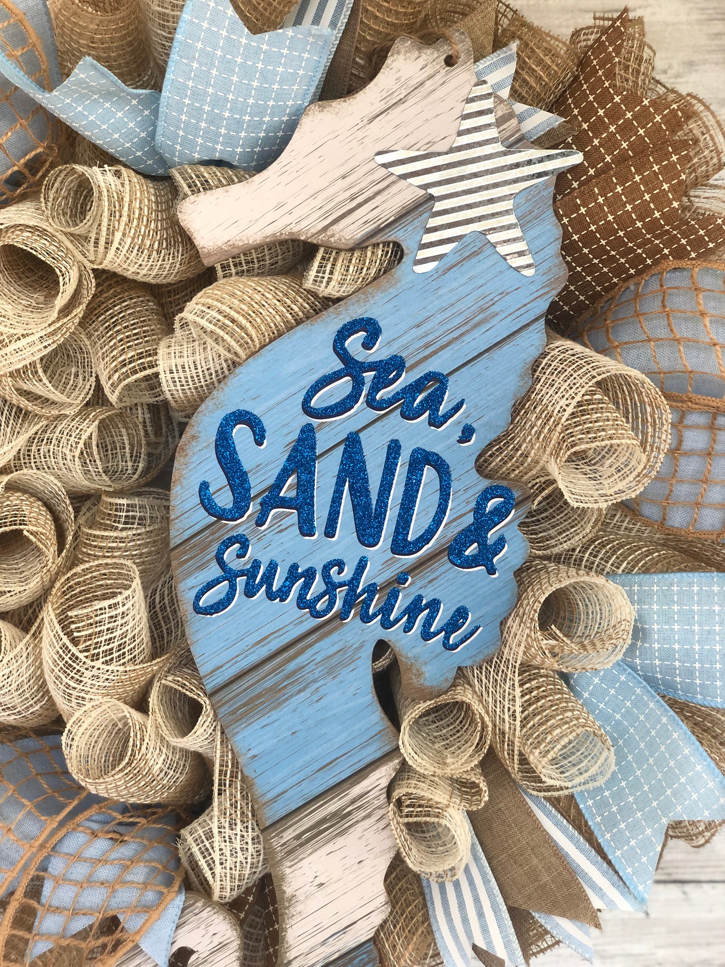 Handmade Nautical Door Wreath - Seahorse Ocean Wreath