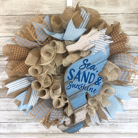 Handmade Nautical Door Wreath - Seahorse Ocean Wreath