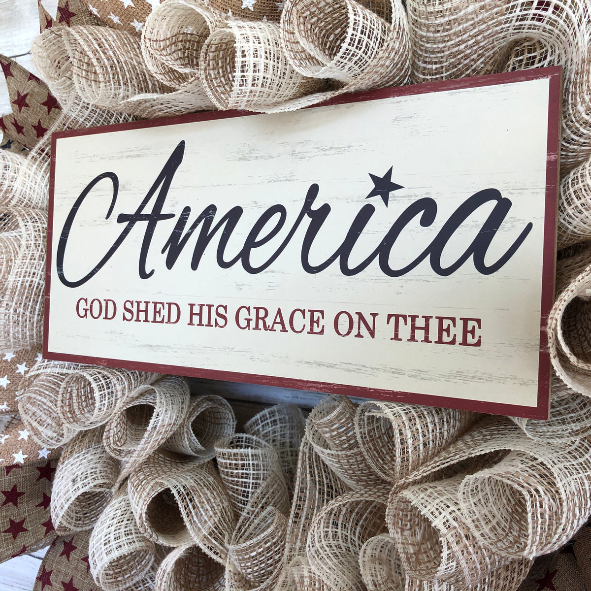 America, God Shed His Grace On Thee Patriotic Handmade Door Wreath