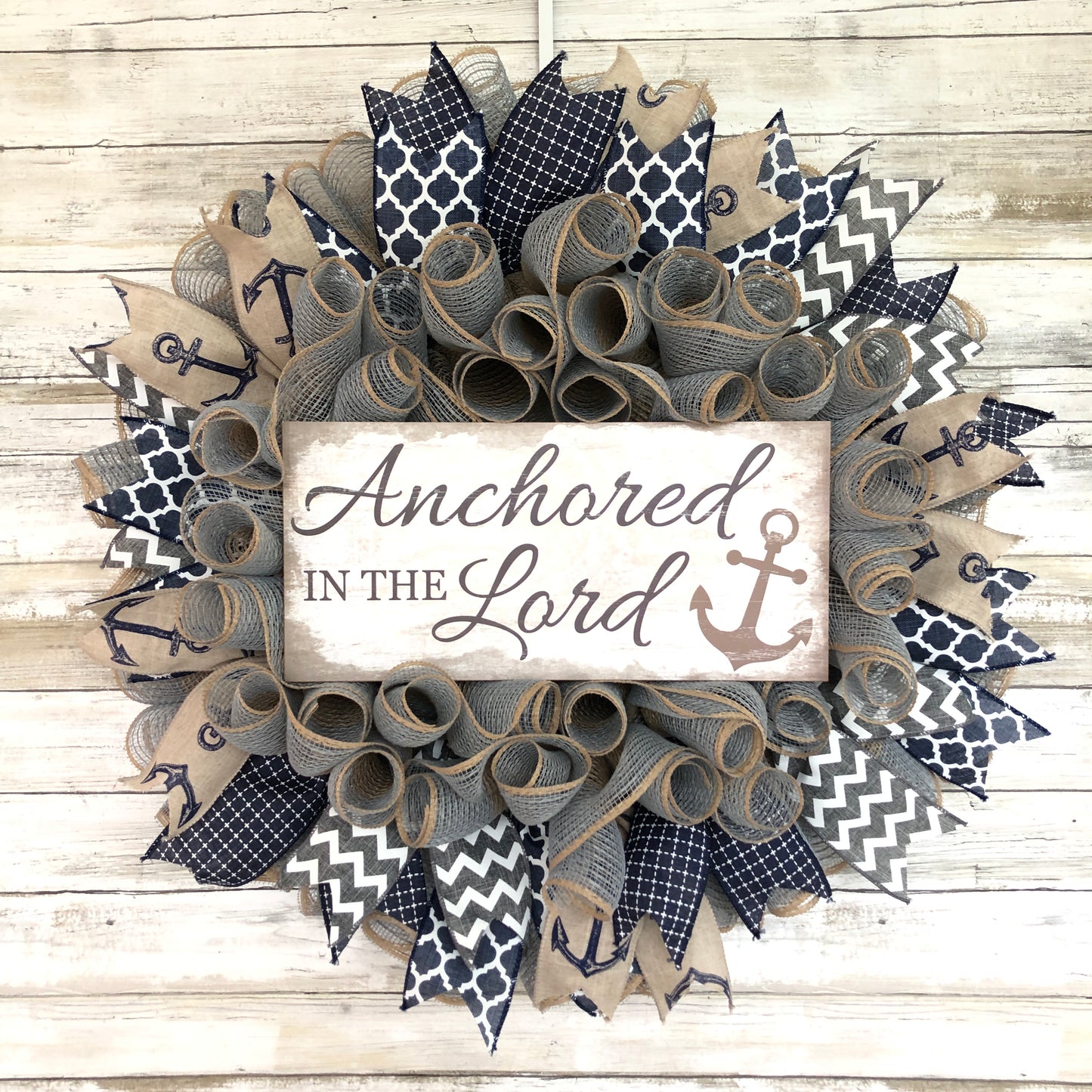 Anchored In The Lord Handmade Christian Door Wreath. Handmade Christian decor.