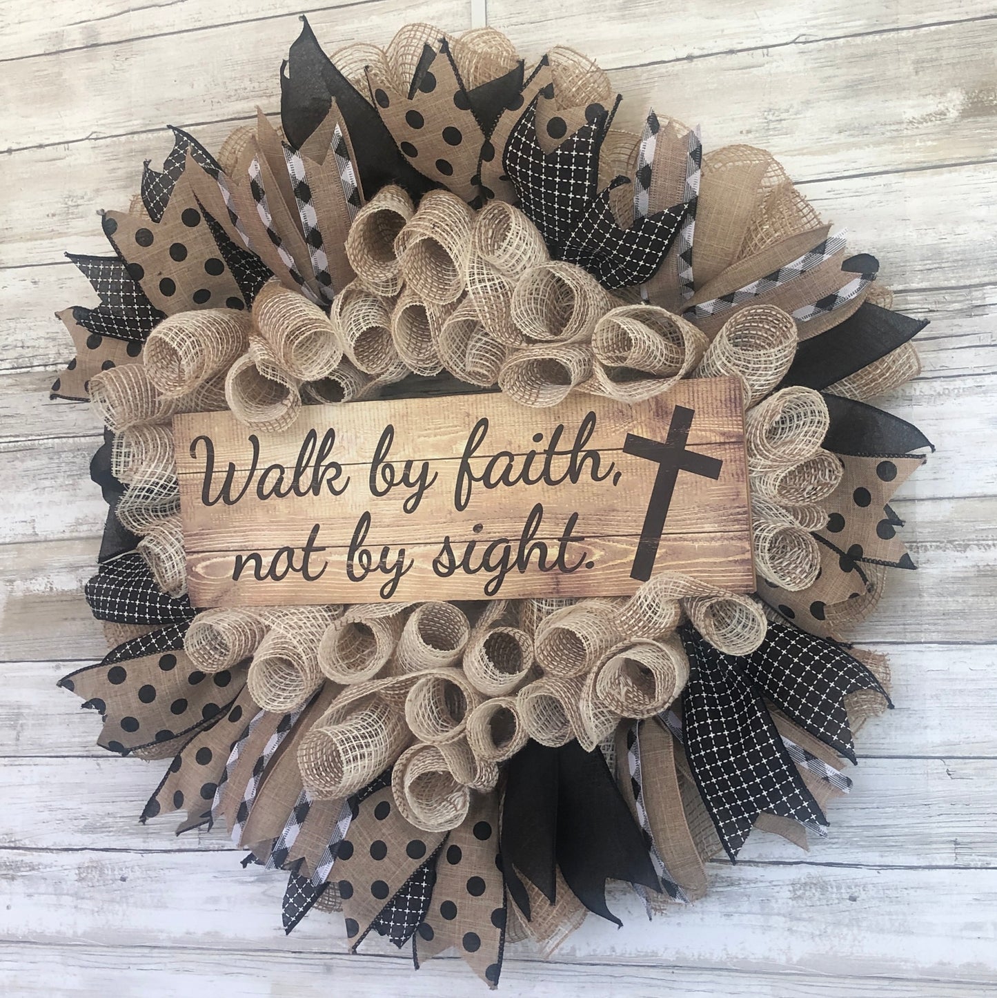 Walk By Faith, Not By Sight Christian Door Wreath