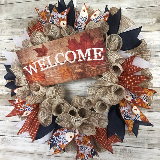 Handmade Welcome Autumn Door Wreath