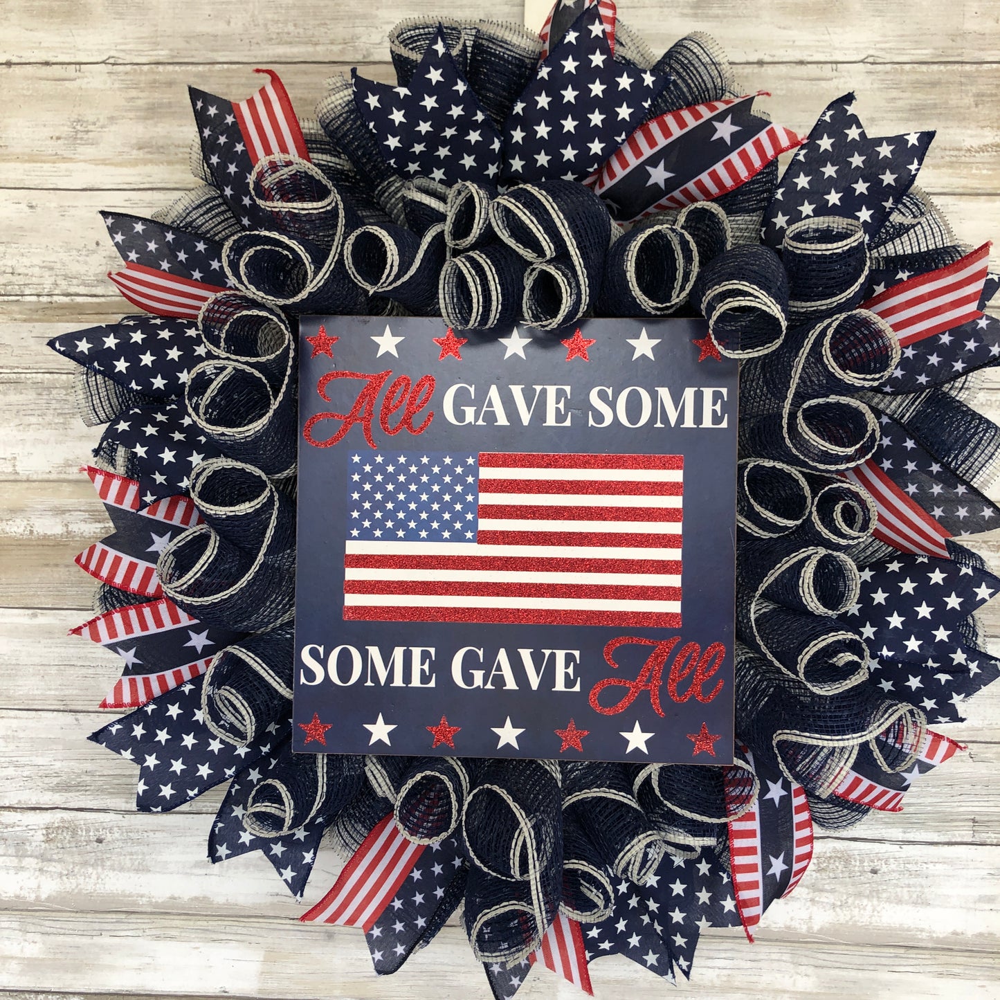 All Gave Some, Some Gave All Door Wreath. Navy And Red American Flag Patriotic USA Freedom Wreath