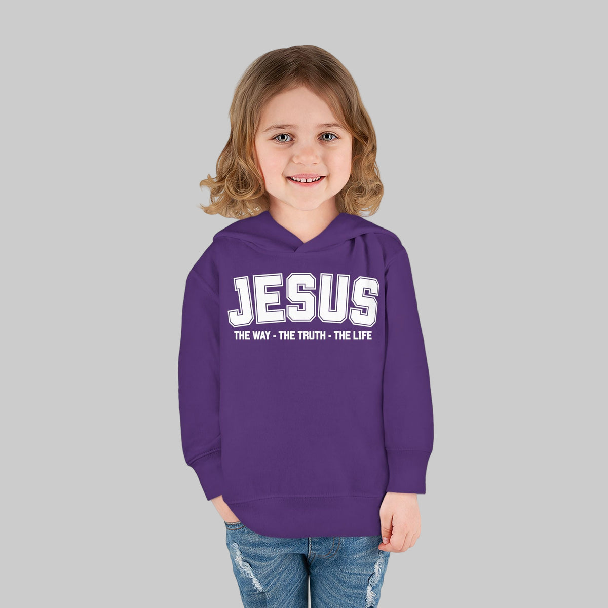 Toddler Jesus The Way, The Truth, The Life Pullover Fleece Hoodie, Christian Jesus Hoodie For Toddlers