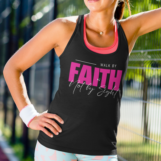 Faith-inspired, Walk By Faith Not By Sight Racerback Tank
