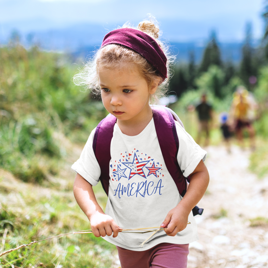 America Patriotic toddler t-shirt. Red, white and blue stars toddler tee.