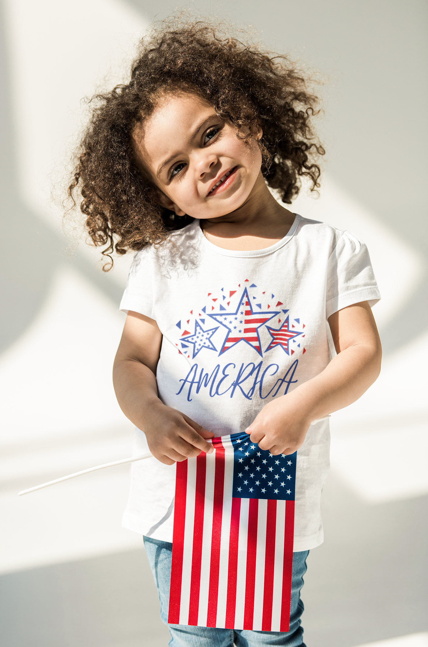 America Patriotic toddler t-shirt. Red, white and blue stars toddler tee.