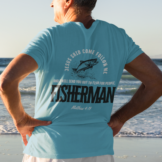 'Fisher Of Men' Fisherman Bible Verse Short Sleeve Jesus Tee