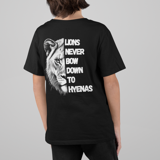 Kids Lions Never Bow Down To Hyenas Short Sleeve Tee