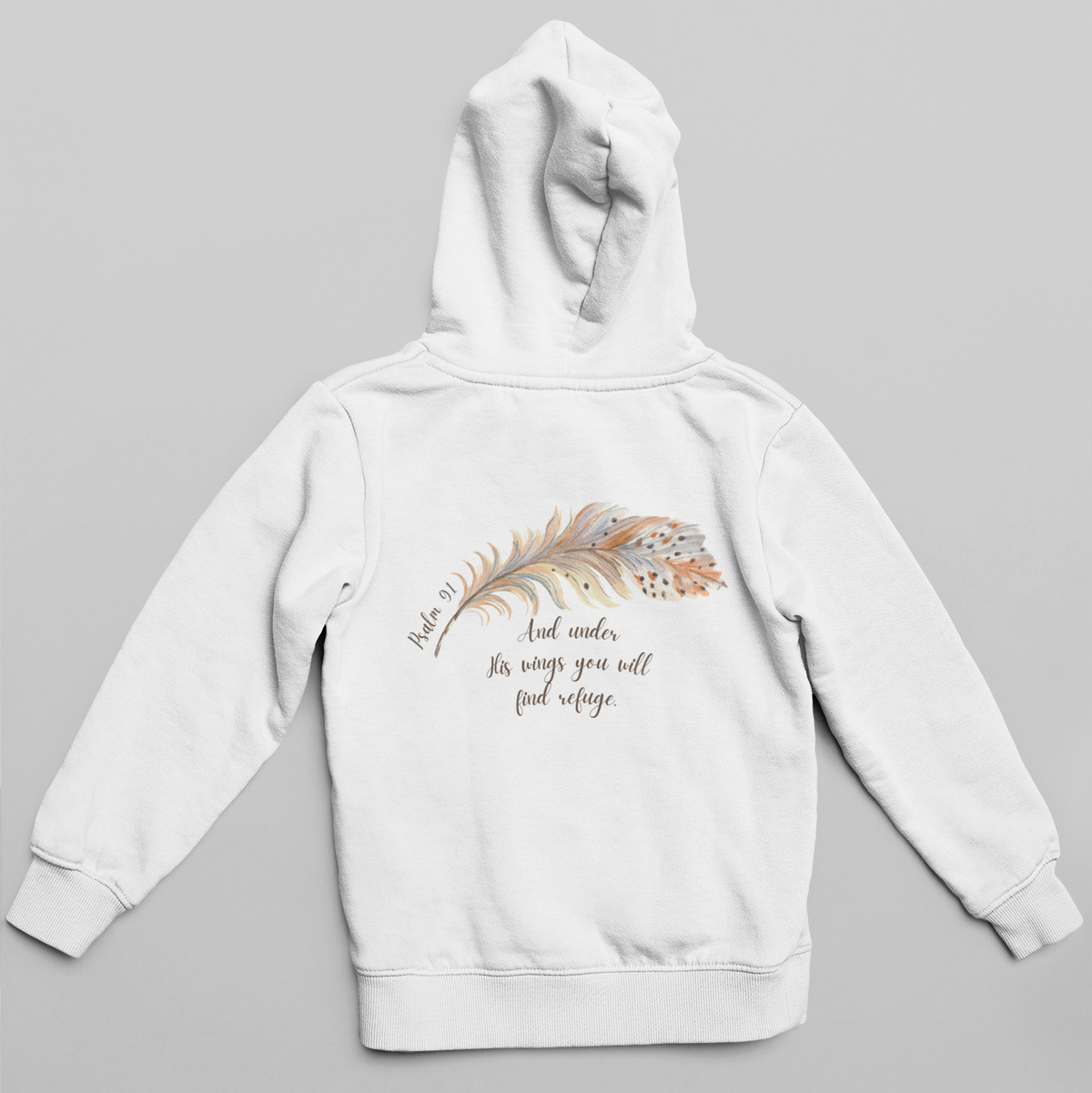 Psalm 91:4 Under His Wings You Will Find Refuge Heavyweight Sweatshirt, Feather Design For Women, Beautiful Christian Apparel