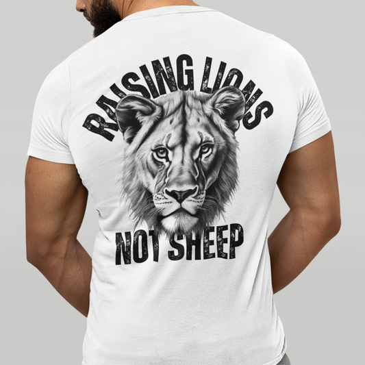Raising Lions Not Sheep Adult Short Sleeve Lion Tee