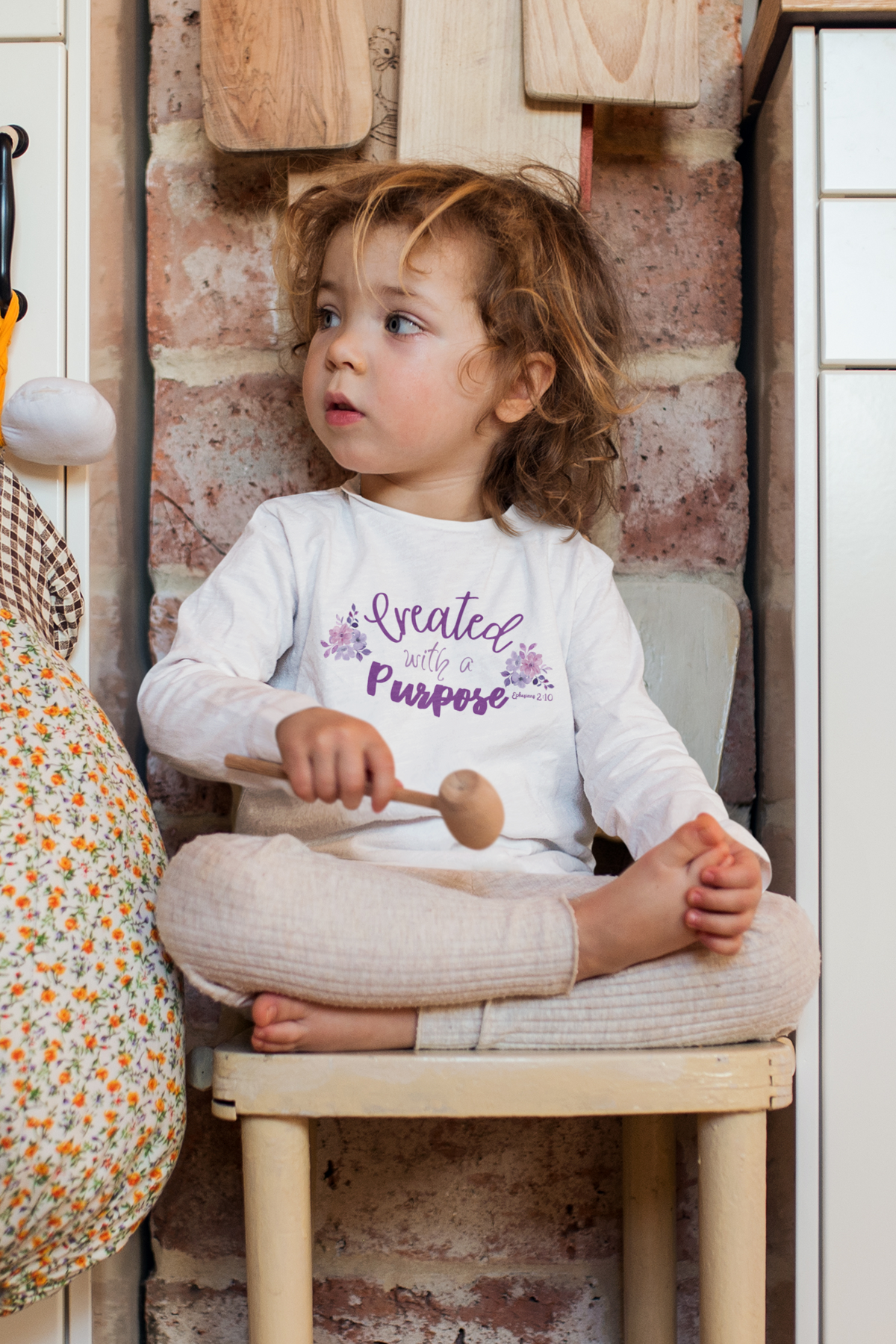 Christian Toddler Created With A Purpose Christian Bible Verse Tee. Bible Verse Tee For Christian Girls. Scripture Tee For Christian Toddlers. Gospel Tee For Babies.
