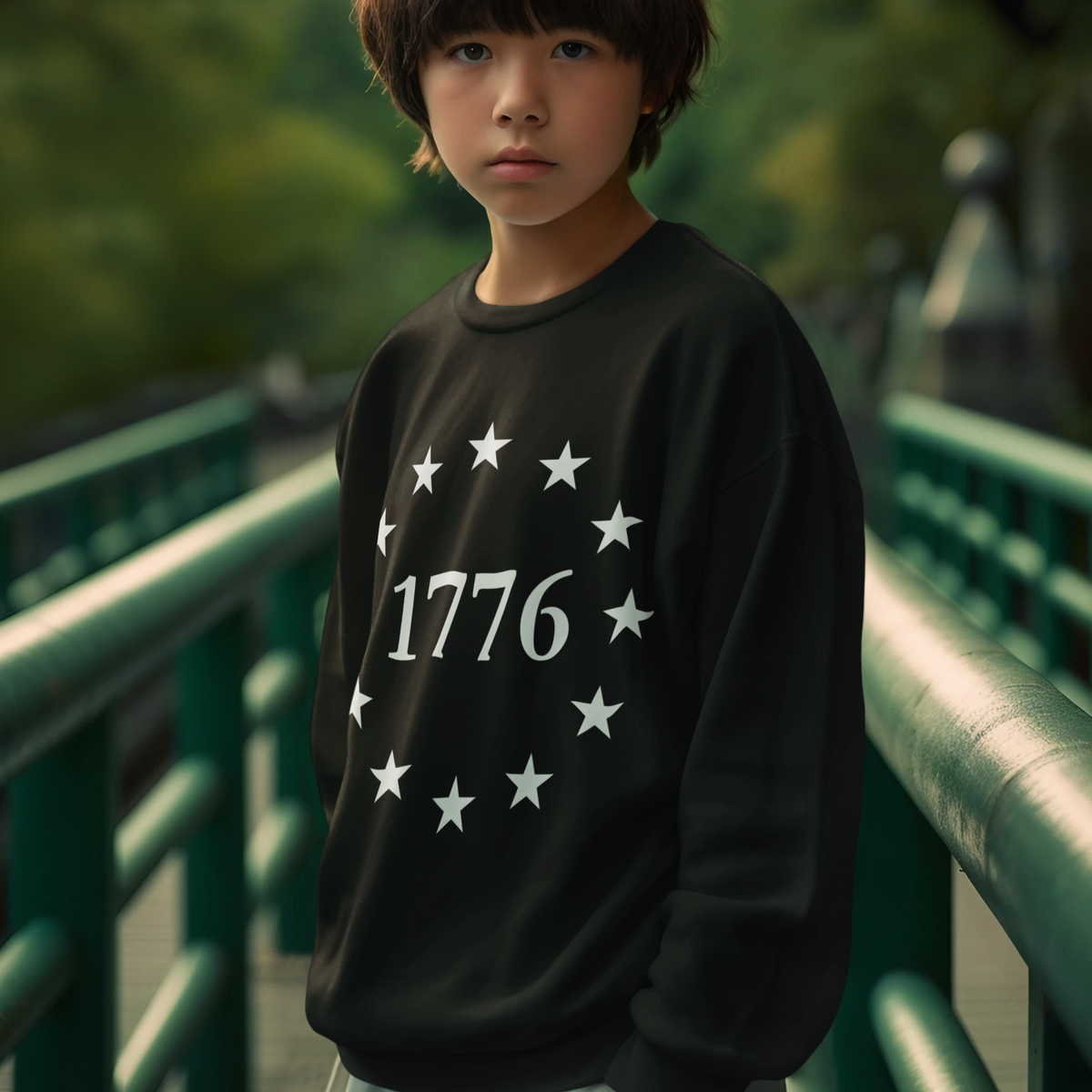 Kids One Nation Under God 1776 Crewneck Sweatshirt