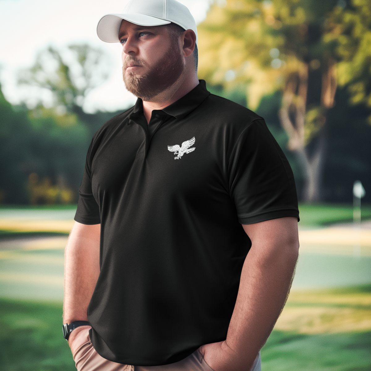 Patriotic Men's Sport Polo Shirt - Patriotic Eagle And American Flag Golf Polo