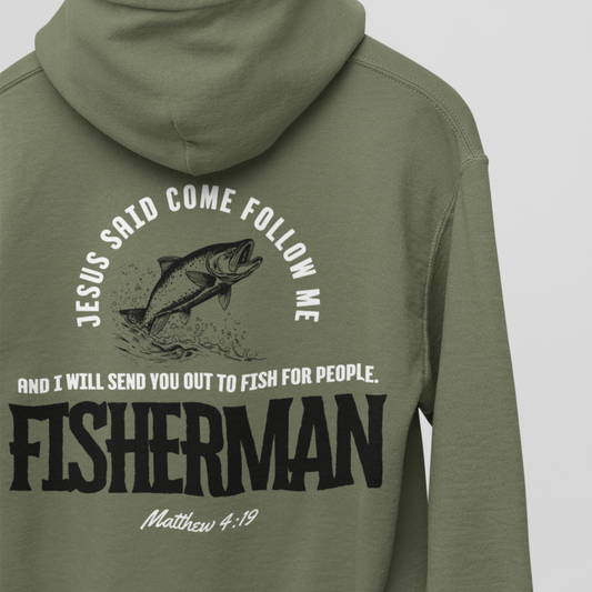 'Fisher Of Men' Fisherman Bible Verse Heavyweight Hooded Sweatshirt