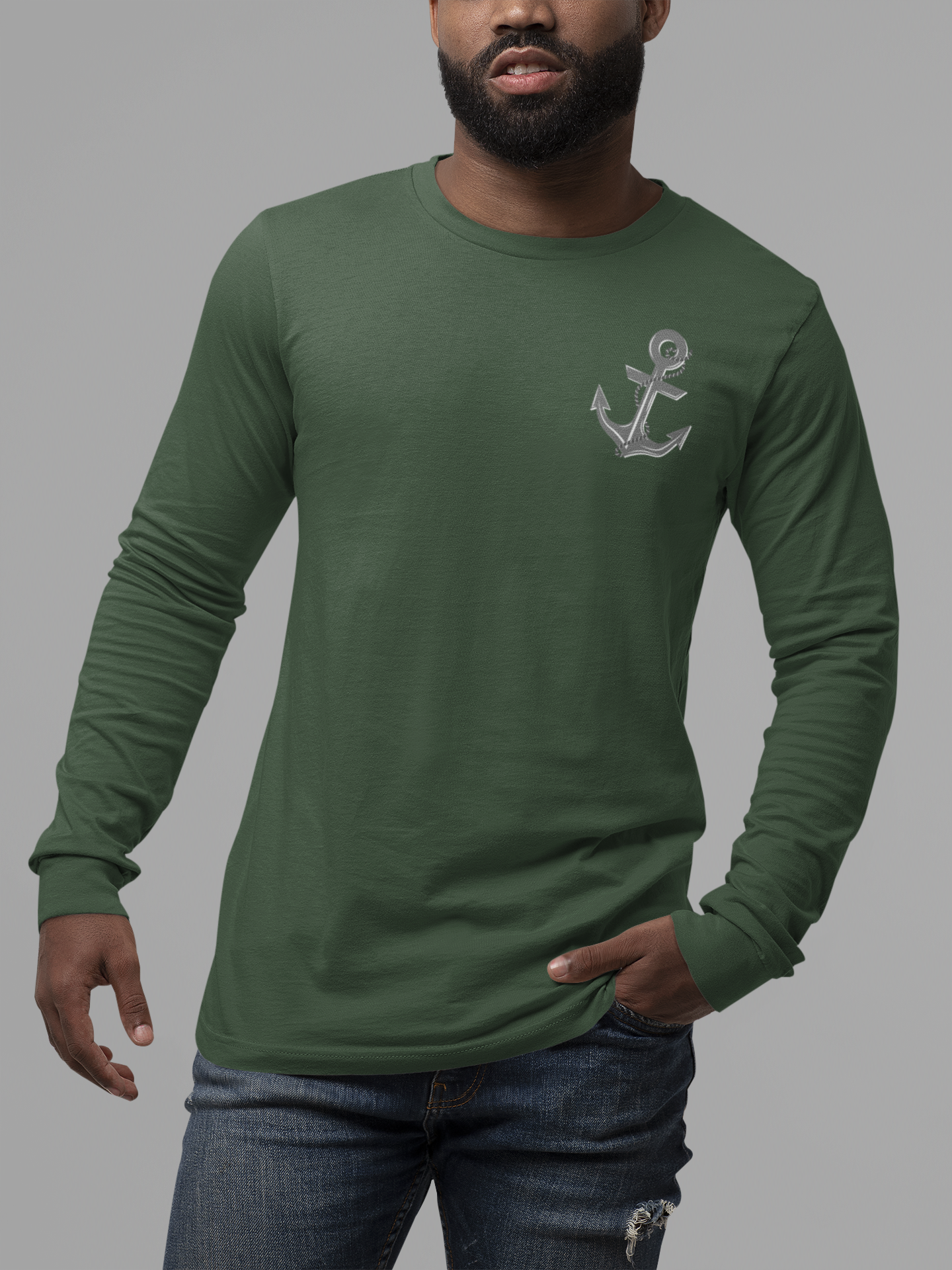 When the storm is raging, My anchor never fails. Hebrews 6:19 bible verse long Sleeve Christian tshirt. Nautical Anchor shirt for men and women.