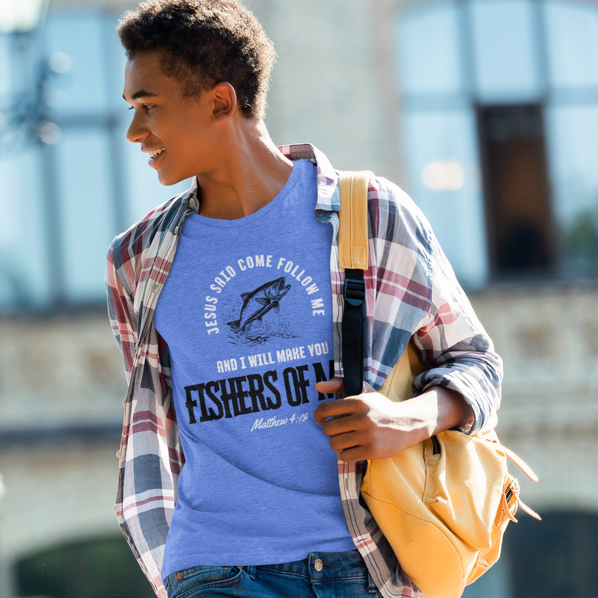 Fishers Of Men Youth Short Sleeve Scripture Tee - Inspirational Jesus Design