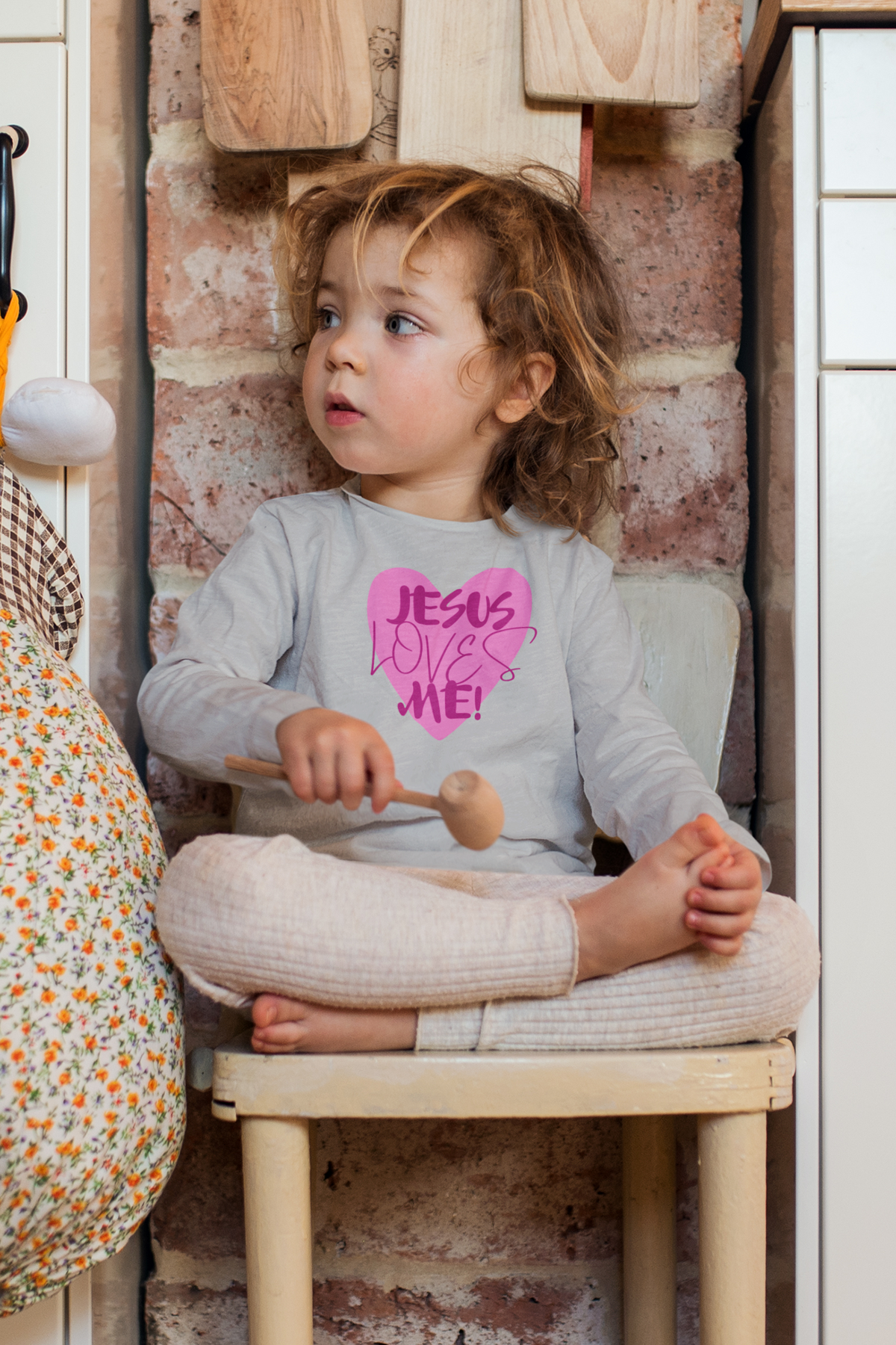 Jesus Loves Me Christian toddler long sleeve tee. Toddler Long sleeve t-shirt. Pink heart Jesus loves me toddler tee.