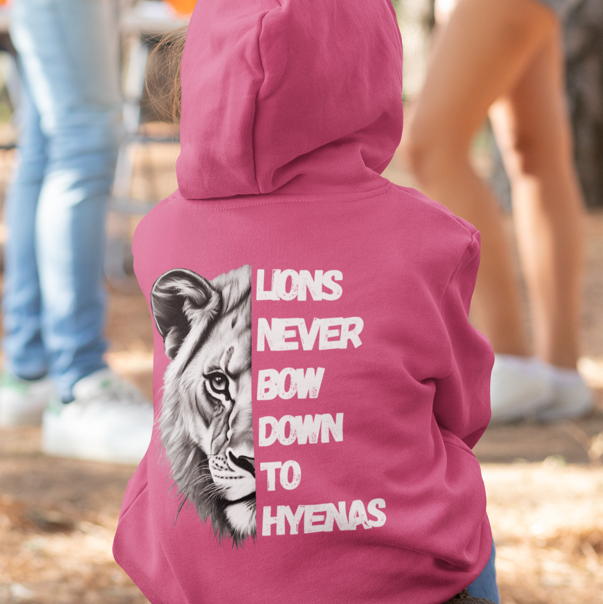 Kids Lions Never Bow Down To Hyenas Hooded Sweatshirt
