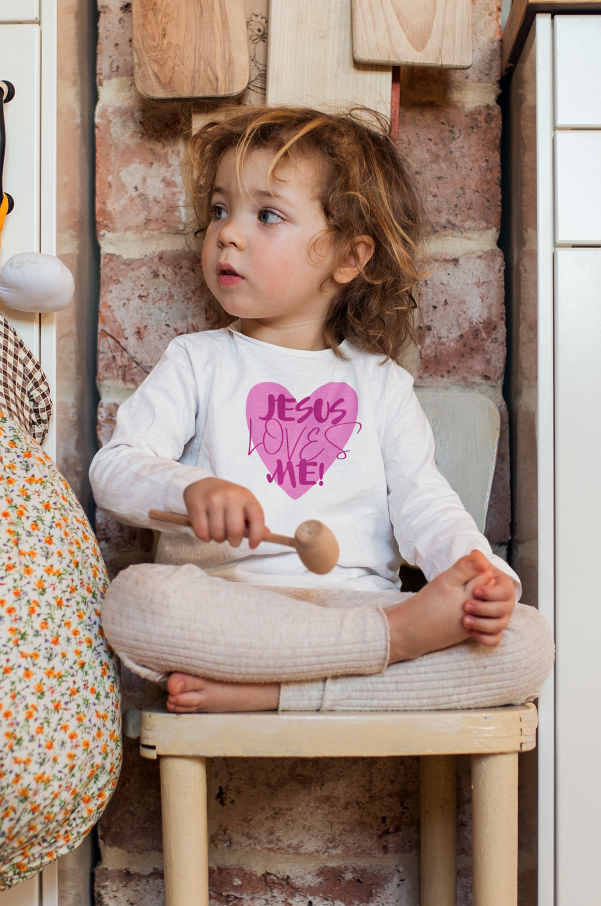 Jesus Loves Me Christian toddler long sleeve tee. Toddler Long sleeve t-shirt. Pink heart Jesus loves me toddler tee.