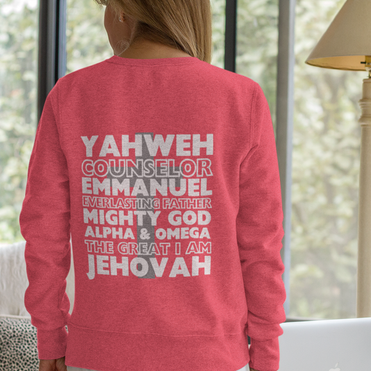 Names Of God Crewneck Sweatshirt. High Quality Gospel Sweatshirt. YAHWEH. Christian Names Of God Comfort Colors Garment Dyed Sweatshirt