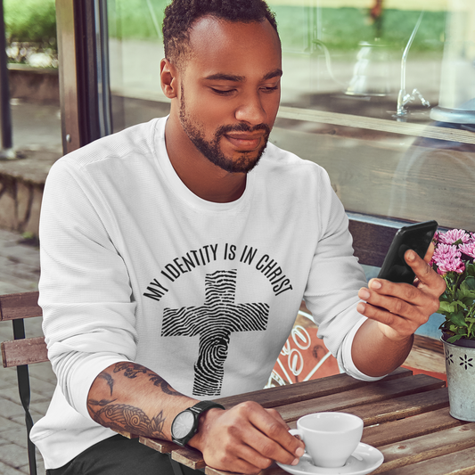 Unisex Long Sleeve Faith Tee - My Identity is in Christ, Christian Apparel, Inspirational Gift, Biblical Message, Religious Shirt