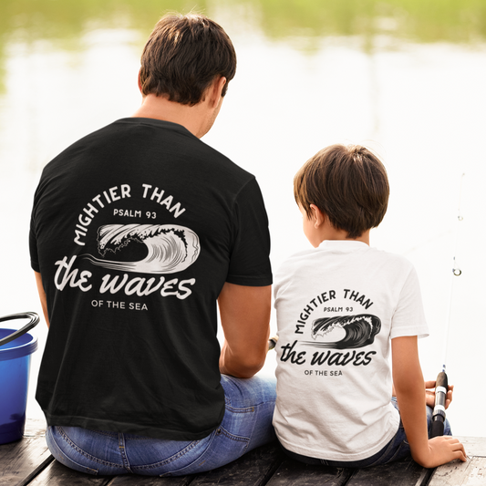 Mightier Than The Waves Of The Sea Bible Verse Adult Short Sleeve Tee